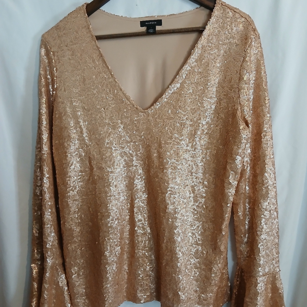 Halogen Women's Gold Sequin Blouse